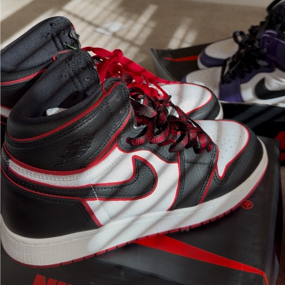 Nike Kids Black, Red, and White High-Top Sneakers